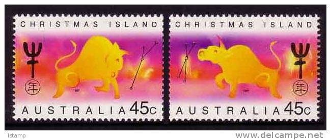 1997 - Christmas Island Year Of The OX Set 2 Stamps MNH - Christmaseiland