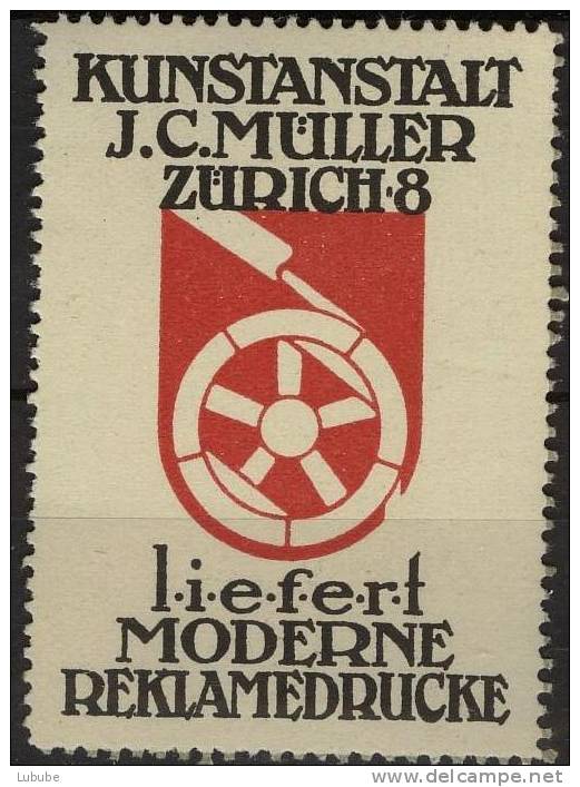 Vignette  "Kunstanstalt Müller, Moderne Reklamedrucke, Zürich"      Ca. 1910 - Altri & Non Classificati