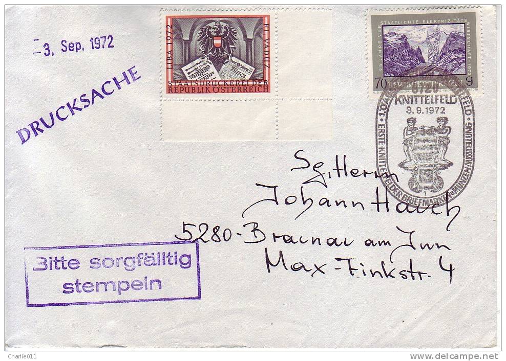 FIRST PHILATELISTIC AND NUMISMATIC EXHIBITION -KNITTELFELD-1972-SPEC POSTMARK-AUSTRIA - Cartas & Documentos