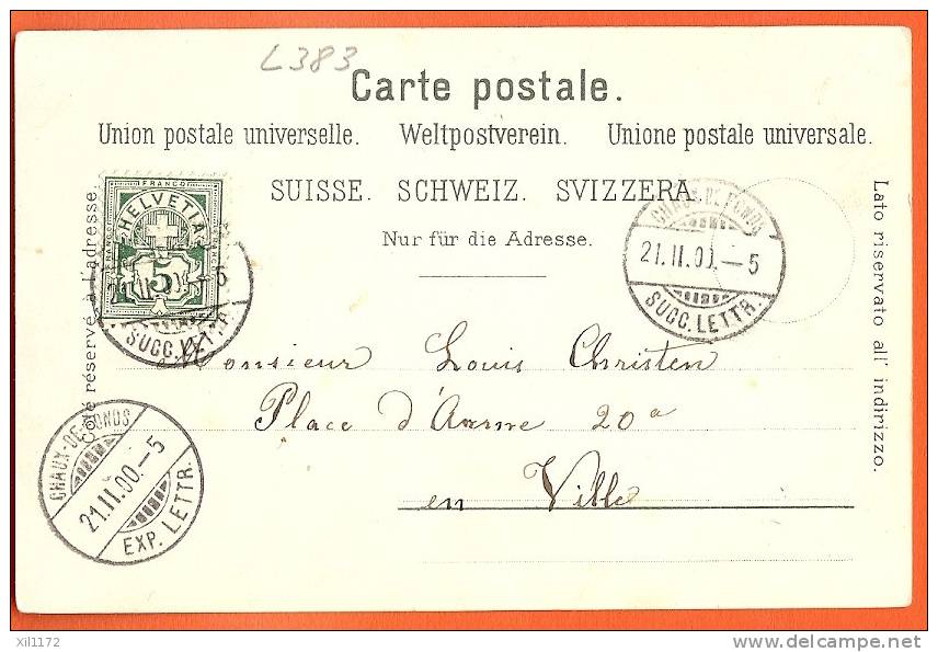 L383 Litho Stylisée De La Suisse.Précurseur.Cachet Chaux-de-Fonds 1900.PVKZ - La Chaux