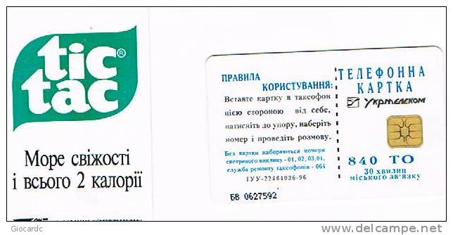 UCRAINA (UKRAINE) - UKRTELECOM CHIP - KIEV 1997 - K293  TIC TAC    840 UNITS  WITH CODE       - (USED)°-RIF.6521 - Ukraine