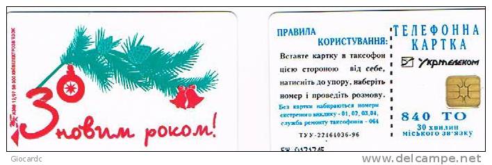 UCRAINA (UKRAINE) - UKRTELECOM CHIP - KIEV 1997 - K306  HAPPY NEW YEAR  840 UNITS  WITH  CODE       - (USED)°-RIF.6526 - Oekraïne