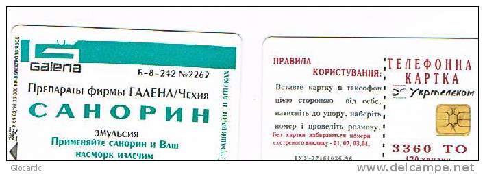 UCRAINA (UKRAINE) - UKRTELECOM CHIP - KIEV 1998 - K69 SANORIN     3360 UNITS (TIR. 3000)    - (USED)°-RIF.6549 - Oekraïne