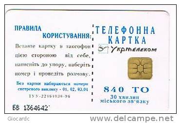UCRAINA (UKRAINE) - UKRTELECOM CHIP - KIEV 1998 - K106 INFOEXPRESS      840 UNITS WITH CODE    - (USED)°-RIF.6535 - Ukraine