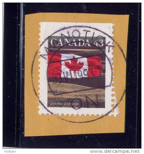 CANADA ,1992, USED, # 1359 ON PAPER  NICE CANCELLATION W POSTMARK Fron MANOTICK ONTARIO.  Drapeau - Oblitérés