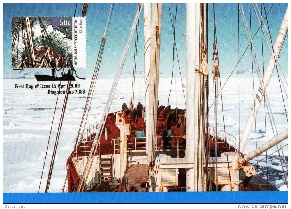 AAT 2003 Antarctic Ships 50c Kista Dan Maximum Card - Cartoline Maximum