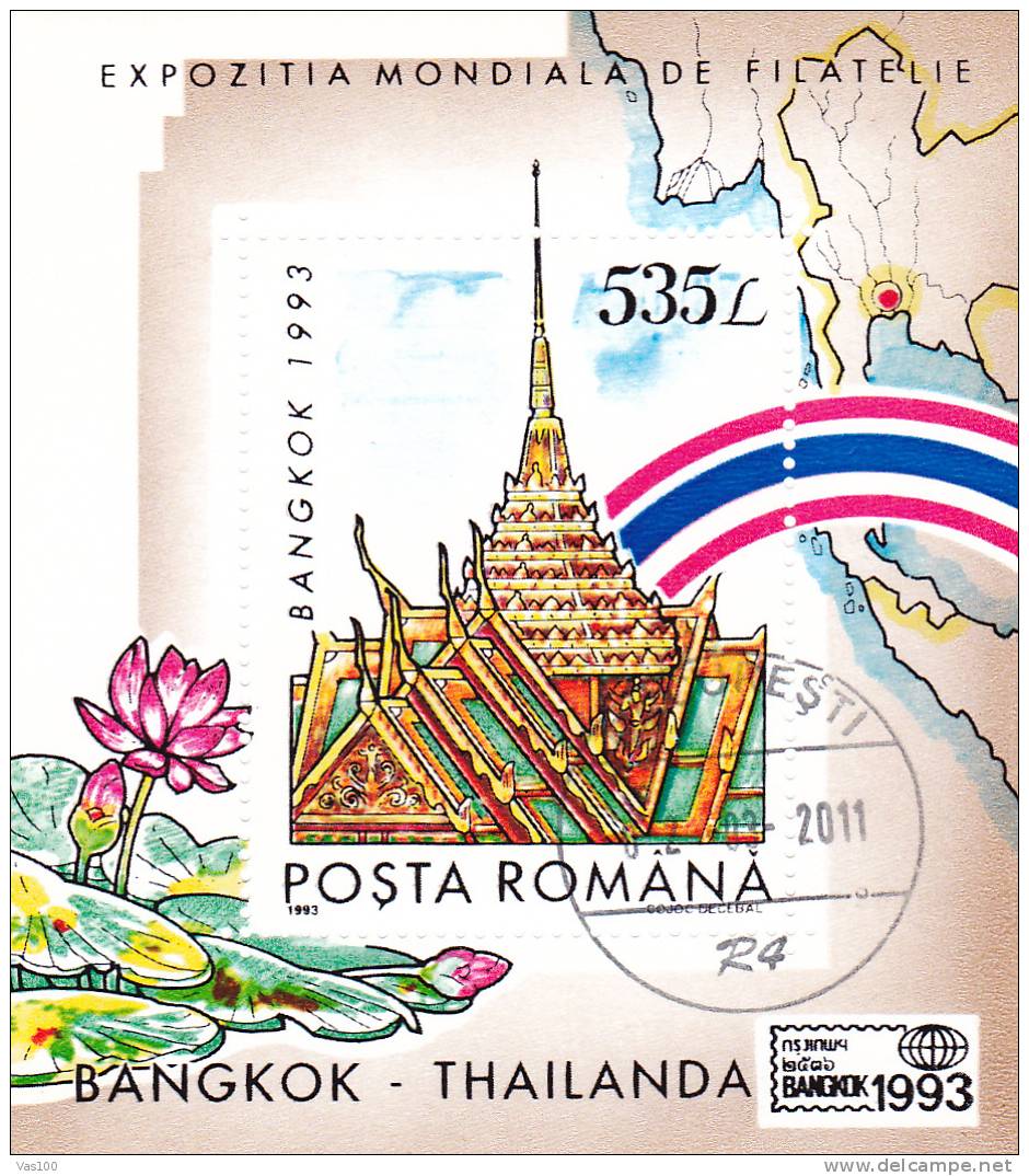 World Exhibition Philately , Bangok - Thailanda 1993 Block Used Romania. - Autres & Non Classés