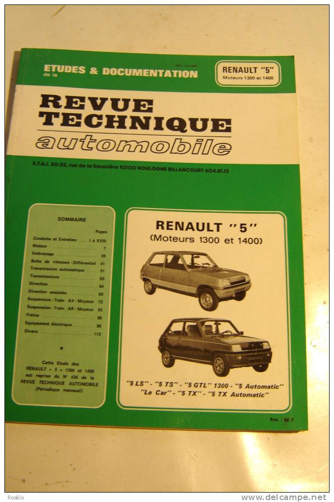 RTA  / RENAULT 5 MOTEUR 1300 ET 1400 EDITION 1983 / PARFAIT  ETAT - Auto