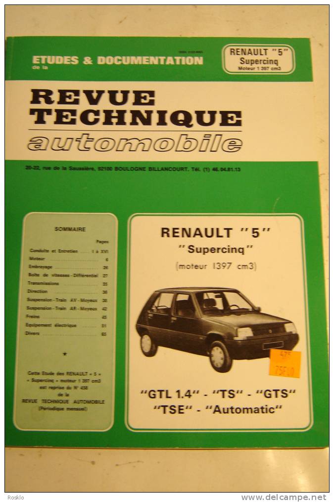 RTA  / RENAULT 5 SUPERCINQ / EDITION 1985 / PARFAIT  ETAT - Auto