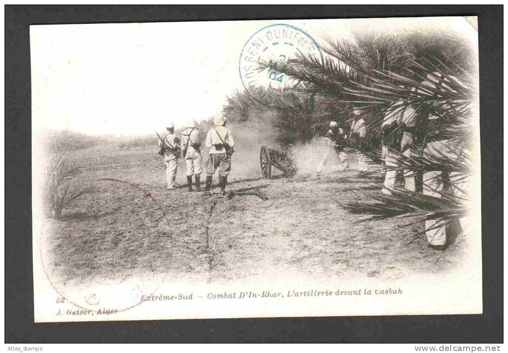 Algérie  - Extreme Sud " Combat D´in - Rhar " - L´artillerie Devant La Casbah - Superbe Carte  Envoyée Le : 21/05/1904 - Bechar (Colomb Béchar)