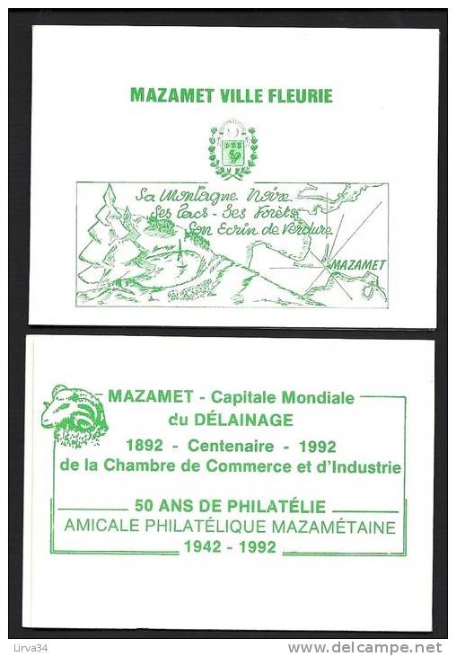 RARE CARNET PRIVÉ AVEC TIMBRES DE FRANCE- ÉMISSION LIMITÉE A QUELQUES CENTAINES- MAZAMET (81)- VILLE FLEURIE 1992 - Gedenkmarken