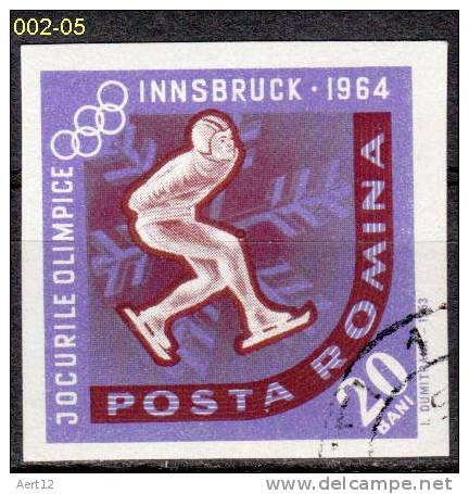 ROMANIA, 1963, Winter Olympic Games, Innsbruck, Speed Skating, Used - Eiskunstlauf