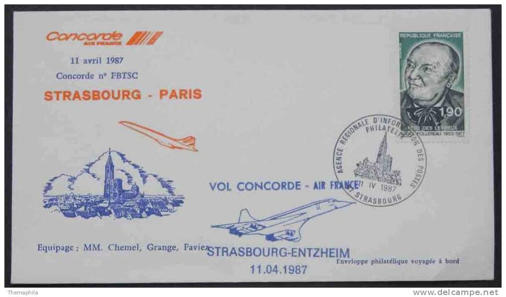 CONCORDE / 1987 PREMIER VOL STRASBOURG - PARIS (ref 868) - Concorde