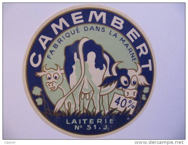 A-51005 - étiquette De Fromage - Camembert - Vaches - Fromagerie De Saint Jean Sur Moivre - Marne 51J - Fromage