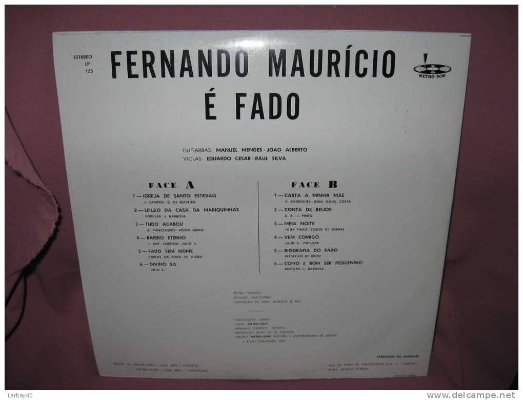 33 Tours -   Fernando Mauricio E Fado Igreja De Santo Estevao - Musiques Du Monde