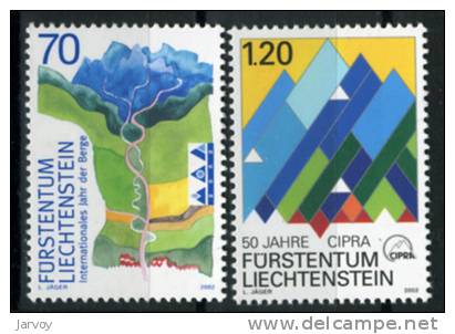 Liechtenstein 2002, N°1230-31 - Année De La Montagne - 50ans De CIPRA  (**) - Ungebraucht