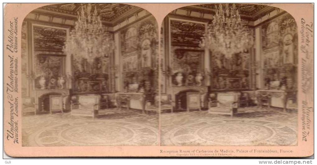 Photos Stéréoscopiques-PHOTO 1901 Salle De Réception De Catherine De Médicis Palais Fontainebleau-Underwood Publishers - Photos Stéréoscopiques