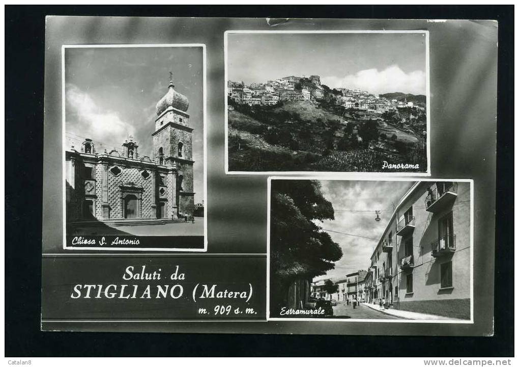 S2663 CARTOLINA ILLUSTRATA MATERA SALUTI DA STIGLIANO VEDUTINE FG. V. - Matera