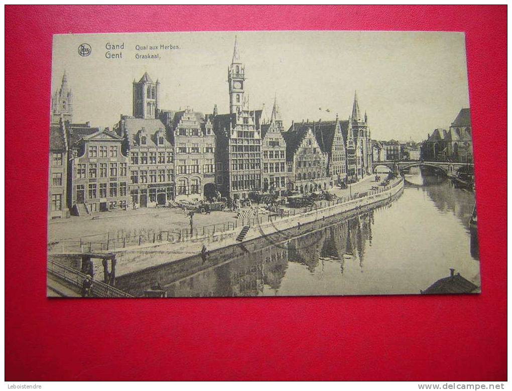 CPA-BELGIQUE-GAND QUAI AUX HERBES / GENT GRASKAAL- PHOTO RECTO /VERSO-VOYAGEE 1932- TIMBRE - Gent