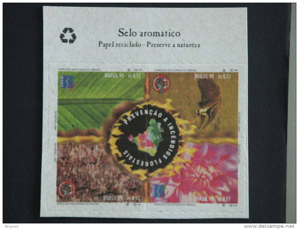 Brazilië Bresil Brasil 1999  Parc Nationaux Prévention Contre L'encendie, Fourmilier Miereneter  Yv 2512-2515 MNH ** - Umweltschutz Und Klima