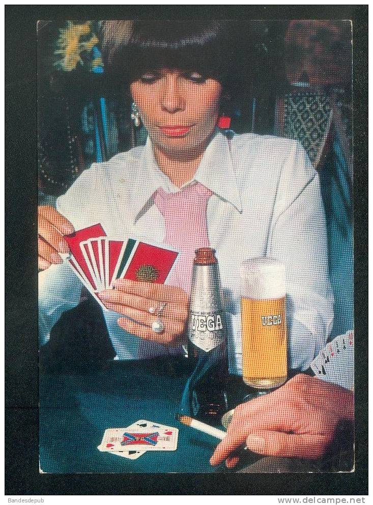 Carte Publicité Bière - Bières VEGA ( Table Bistrot Cigarette Jeu Partie De Cartes ) - Speelkaarten