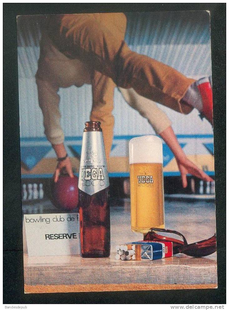 Carte Publicité Bière - Bières VEGA ( Bowling Club  Animée Lancer De Boule Paquet De Cigarettes Tabac ) - Carte Da Gioco