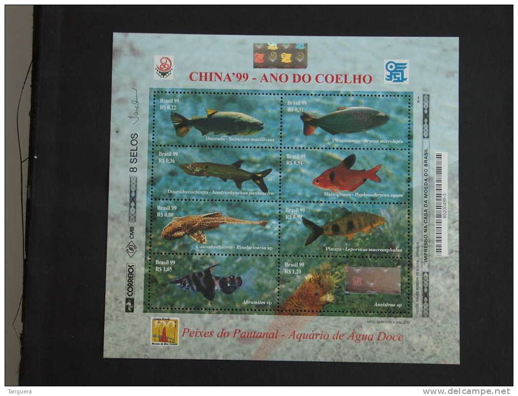 Brazilië Brésil Brasil 1999 Expo "China 99" Poissons Vissen Holigram Yv 2519-2526 MNH ** - Fische