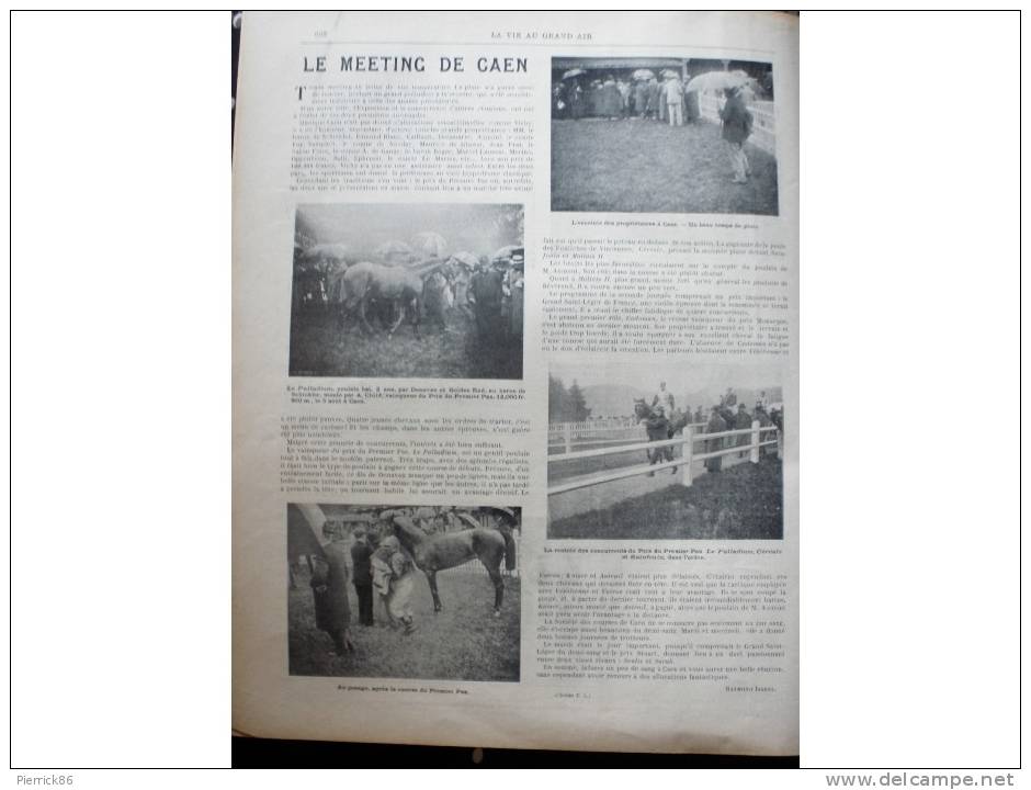 1900 PECHE A LA LIGNE CHAMPIONNAT DU MONDE CYCLISME REGATES DU HAVRE MEETING CAEN TIR SATORY LA VIE AU GRAND AIR N° 101