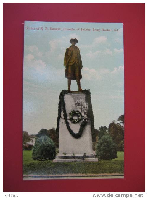 Snug Harbor L.I. NY  Statue Of R.R. Randall Founder Of Sailors Circa 1910      --===-- Ref 154 - Long Island