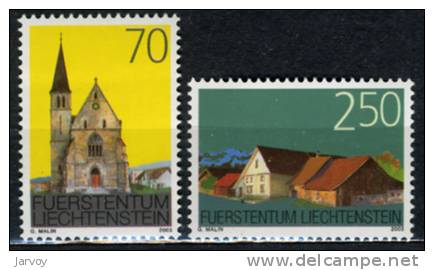 Liechtenstein 2003, N°1255-56 - Edifices Anciens Et Protection Des Sites  (**) - Ungebraucht
