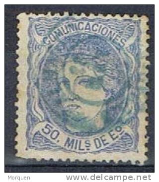 España Alegoria 1870, Fechador ALMAGRO (Ciudad Real), Num 107 º - Gebruikt