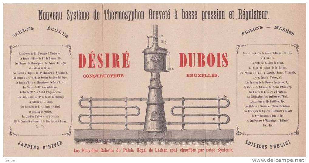 N°43 Seul BRUXELLES 5-1 JUIN 92 S/tr.bel Impr. PUBLICIT.(dépli. 3 V.)"Désiré Dubois"(chauffage-construction)v.StDenis-We - 1869-1888 Lion Couché