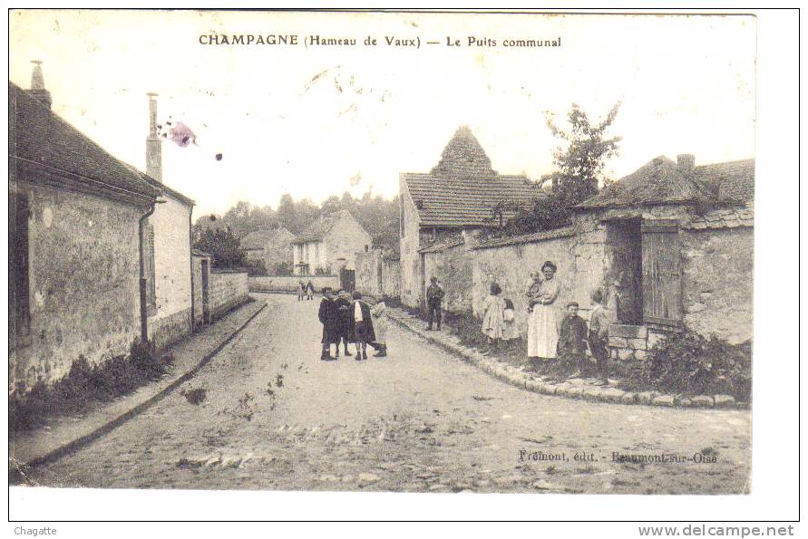 Cpa, Champagne, Le Puits Communal, Animée - Champagne Sur Oise