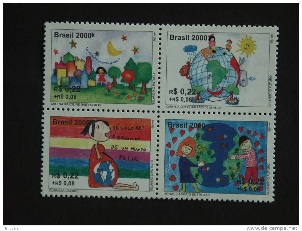 Brazilië Brésil Brasil 2000 Dessins D'enfants Sur Le 21e Siècle Yv 2544-2547 MNH ** - Sonstige & Ohne Zuordnung