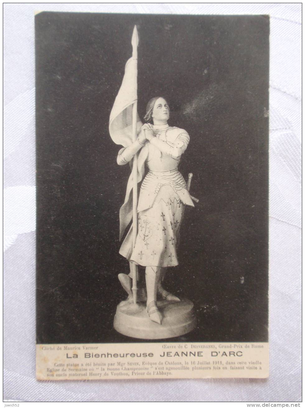 CP - HISTOIRE JEANNE D'ARC LA BIENHEUREUSE STATUE DE L'EGLISE DE SERMAIZE - Histoire