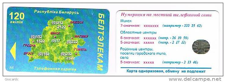 BIELORUSSIA (BELARUS) - CHIP BELTELECOM - MAP  (SILVER CHIP)   - USED °  -  RIF. 1519 - Belarus