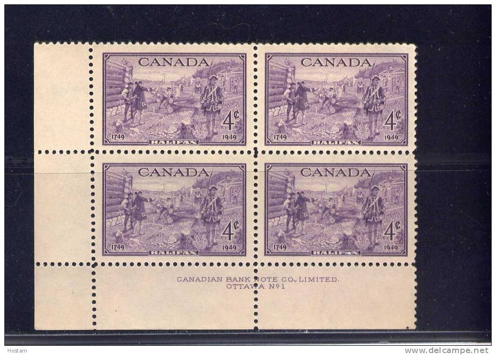 CANADA 1949, # 283, HALIFAX BICENTENARY   MNH BLOCK  OF 4 - Blocks & Sheetlets