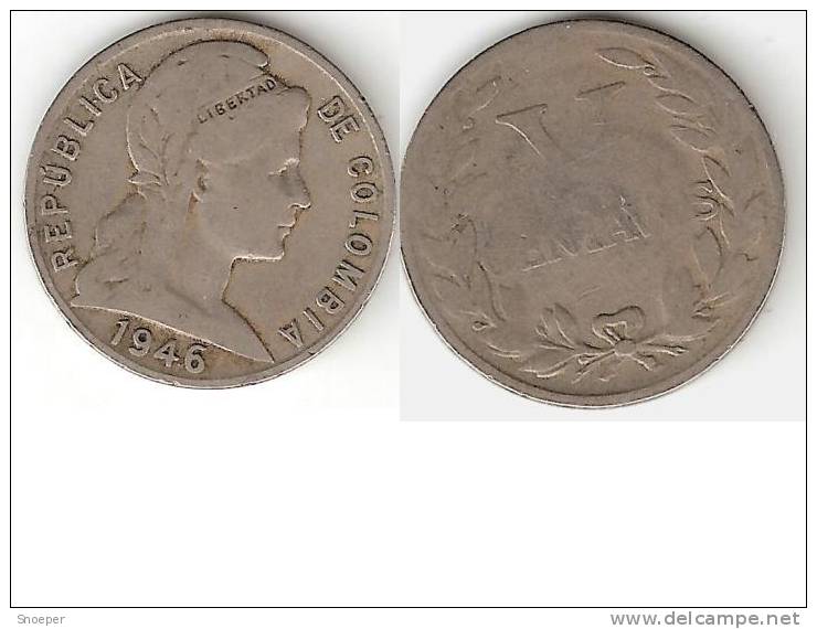 *colombia 5 Centavos 1946 Large Date Km 199 - Colombia