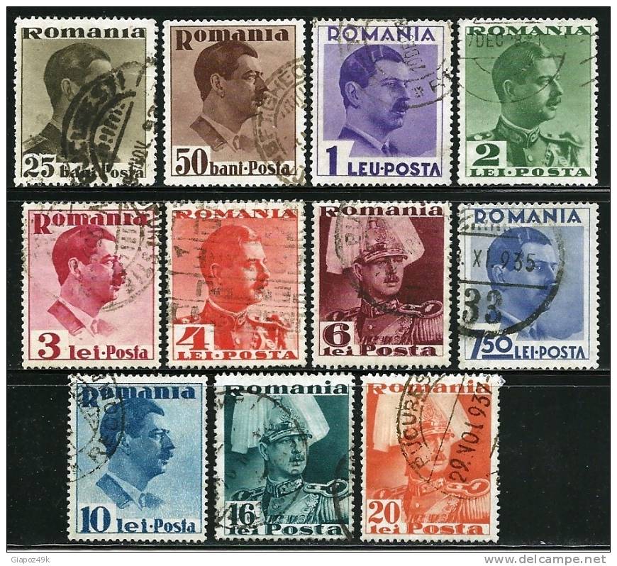 ● ROMANIA 1935 - CARLO II - N.  486 / 96  Usati , Serie Completa - Cat. ? € - Lotto N. 1450 - Used Stamps