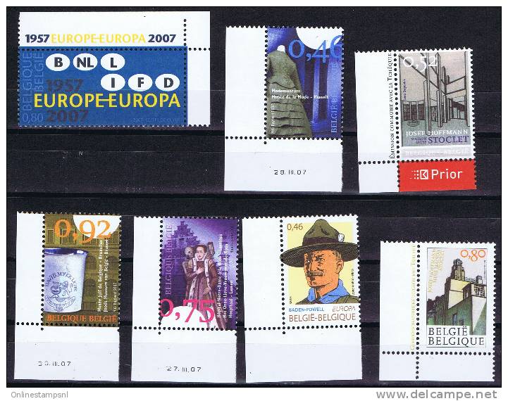 Belgium 2007Mint Never Hinged Set Of Stamps And Blocks - 2001-2010