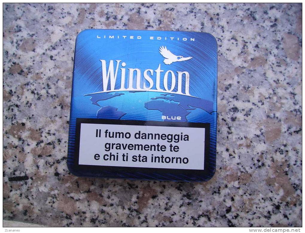 VECCHIO PACCHETTO DI SIGARETTE IN LATTA VUOTO - WINSTON BLUE - - Contenitori Di Tabacco (vuoti)