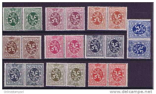 Belgium : 1929-32 Téte-béche OBP Nrs KP3-KP12 50 And 75 Brown MNH Rest Is MH - Tête-bêche [KP] & Zwischensteg [KT]