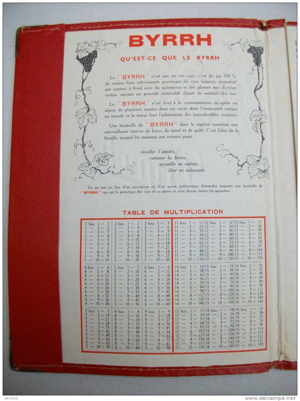 BYRRH - Porte-documents écoliers Cartonné -table De Multiplication-conseils De Sécurité - Alcolici