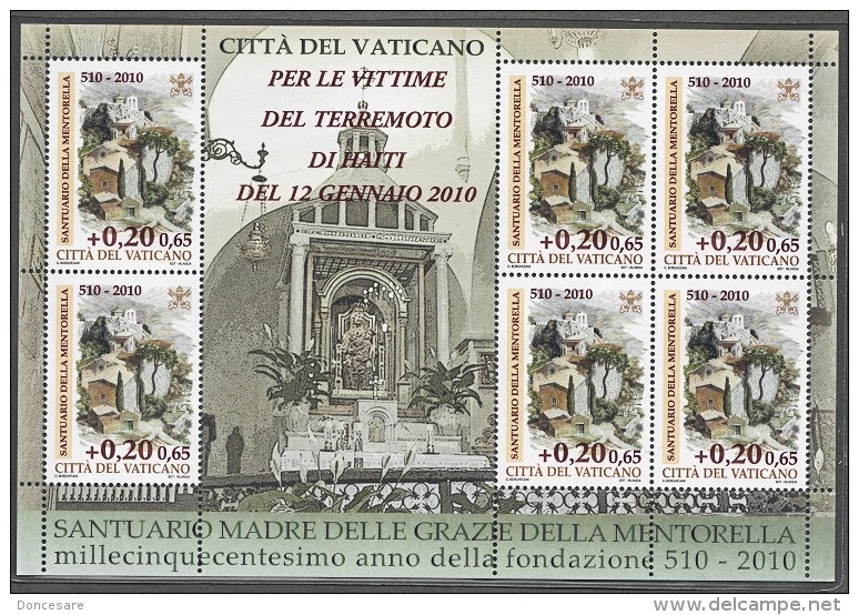 ** VATICAN 2010 ( POUR LES VICTIME D HAITI  ) MINI FEUILLE 6 TIMBRES Neufs **39** - Blokken & Velletjes