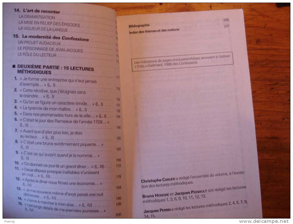 PROFIL BAC - LES CONFESSIONS LIVRES I à IV - JEAN JACQUES ROUSSEAU - PREMIERE - HATIER N° 215/216 - FRANCAIS CARLIER Etc - Learning Cards