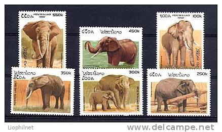 LAOS 1997, ELEPHANTS, 6 Valeurs, NEUFS. R696 - Elefanten