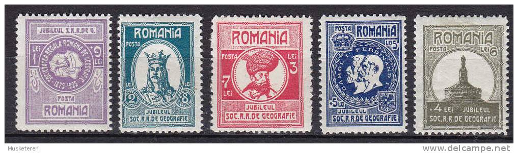 Romania 1927 Mi. 303-07 Geographische Gesellschaft 50 Jahre MH* - Neufs