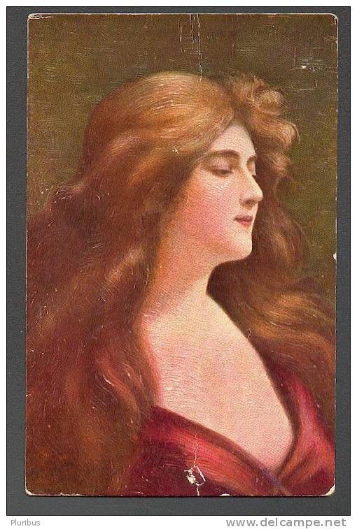 BEAUTIFUL WOMAN , I THINK OF YOU BY ASTI,  OLD  POSTCARD - Asti