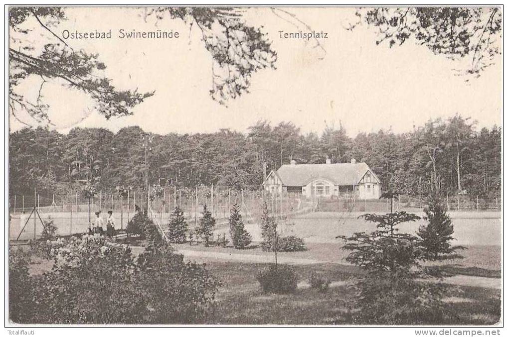 Ostseebad Swinemünde Tennis Platz Belebt 1911 Gelaufen Swinoujscie Now Poland - Pommern