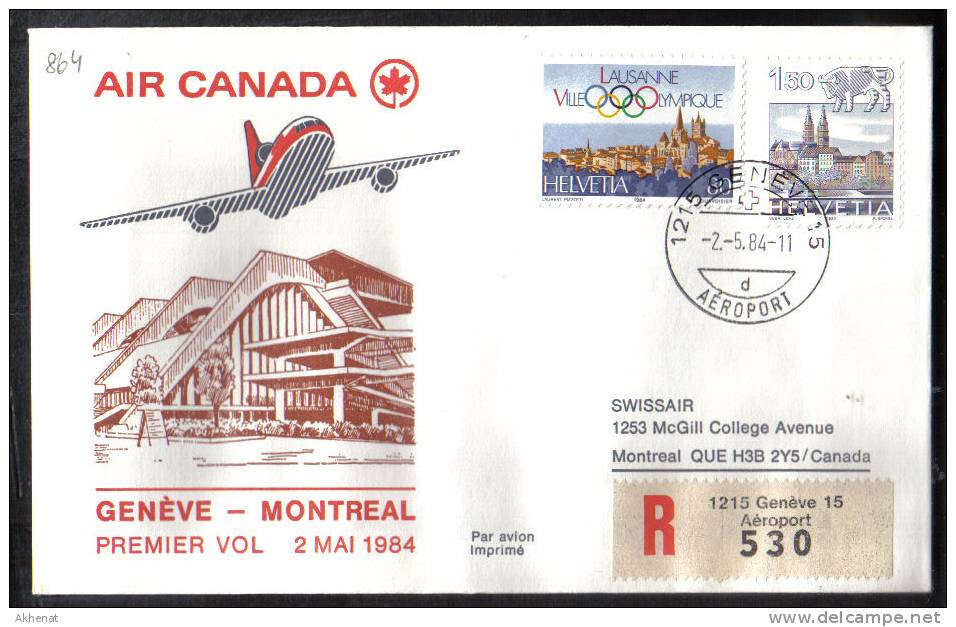 VER864 - CANADA , AIR CANADA First Flight  Geneve Montreal 2/5/1984 - First Flight Covers